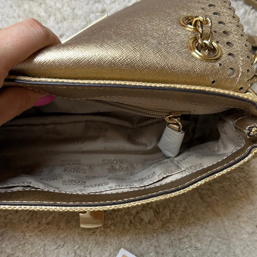 NWOT Michael Kors Gold and Tan Shoulder Bag